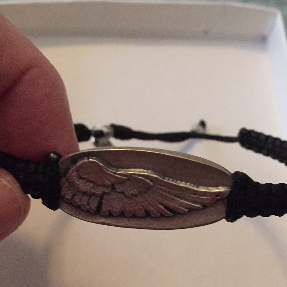 My Saint My Hero Black angel wing bracelet